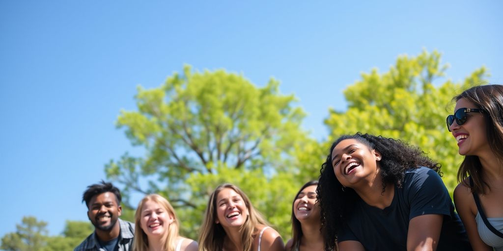 People laughing in a sunny park